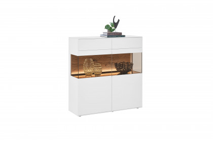 Torido von Hartmann - Highboard 6111 Lack weiß/ Riffeiche