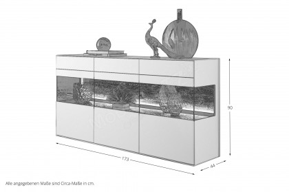 Torido von Hartmann - Sideboard 4171 Lack weiß/ Parsolglas