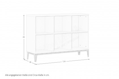 Cutie-Lea von YUNY by Paidi - Sideboard 6F mit 6 Fächern off-white - Soapy Oak