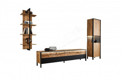 Steel living von Thielemeyer - Wohnwand 720001 Wildeiche inklusive Beleuchtung