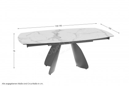 Modena-dining von Akante - Keramiktisch in weißer Marmoroptik