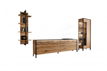 Steel living von Thielemeyer - Wohnwand Wildeiche gebürstet