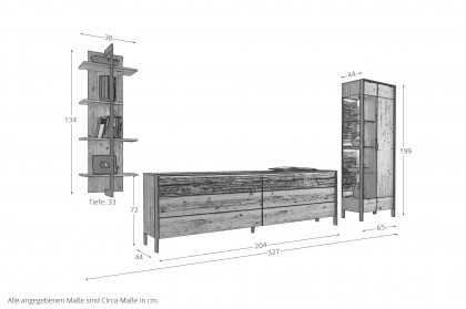 Steel living von Thielemeyer - Wohnwand Wildeiche gebürstet