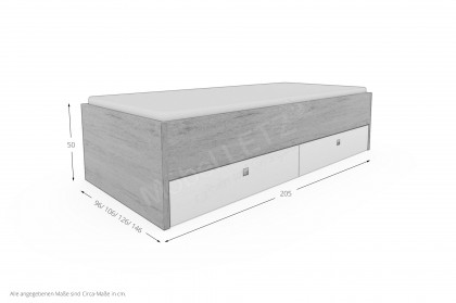 Achat von Priess - Kastenbett mit Schubkästen Artisan Eiche/ lichtweiß