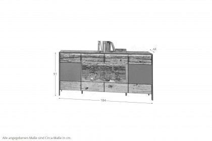 Steel living von Thielemeyer - Sideboard 720284 Wildeiche gebürstet