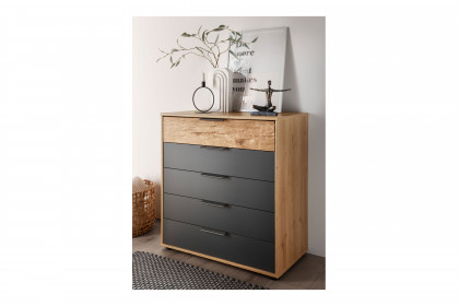 Cadiz von Wiemann - Kommode Front graphit - Riffholz massiv