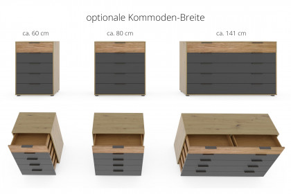 Cadiz von Wiemann - Kommode Front graphit - Riffholz massiv