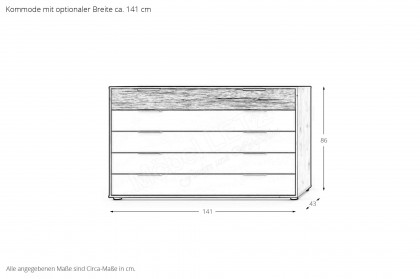 Cadiz von Wiemann - Kommode Front graphit - Riffholz massiv