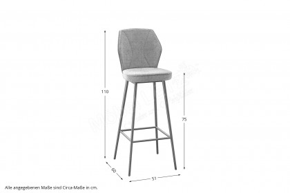 Varsovie von Akante - Barstuhl mit 4-Fuß-Stahlgestell