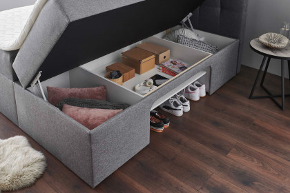 Shelfie-Dream von Sofa-Team - Boxbett mit Regalnische hellgrau