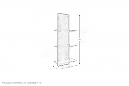 Cadiz von Wiemann - Regal-Paneel mit 3 Glasböden