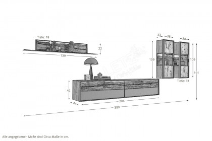 Steel living von Thielemeyer - Wohnwand Wildeiche