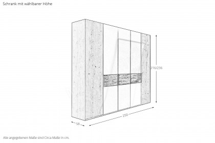 Cadiz von Wiemann - Schrank mit Riffholz-Querriegel Eiche-graphit