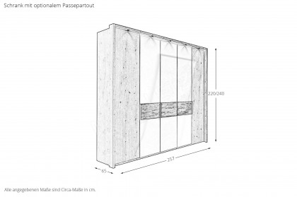 Cadiz von Wiemann - Schrank mit Riffholz-Querriegel Eiche-graphit