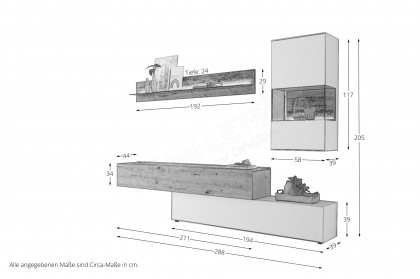 Torido von Hartmann - Wohnwand V24 Lack weiß/ Kerneiche Umato