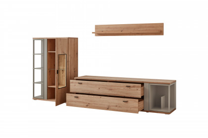 Grado-living von IDEAL Möbel - Wohnwand Eiche mit Basaltabsetzung