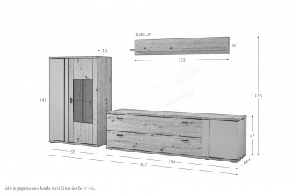 Grado-living von IDEAL Möbel - Wohnwand Eiche mit Basaltabsetzung