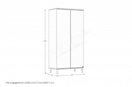 Hazel von YUNY by Paidi - Kleiderschrank schmal 2-türig cashmere-beige - Eiche