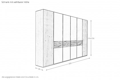 Cadiz von Wiemann - Schlafzimmer graphit - Riffholz - Bianco-Eiche