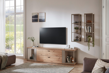 Grado-living von IDEAL Möbel - Wohnkombination in Eiche mit Basaltabsetzung