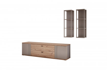 Grado-living von IDEAL Möbel - Wohnkombination in Eiche mit Basaltabsetzung