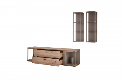 Grado-living von IDEAL Möbel - Wohnkombination in Eiche mit Basaltabsetzung