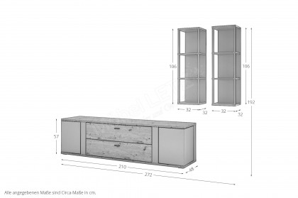 Grado-living von IDEAL Möbel - Wohnkombination in Eiche mit Basaltabsetzung