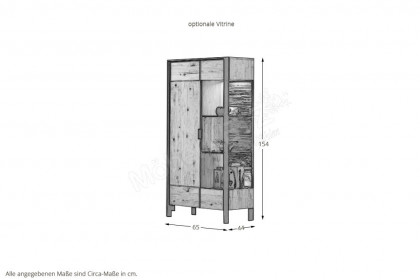 Steel living von Thielemeyer - Vitrine 720751 Wildeiche/ Spaltholz
