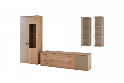 Grado-living von IDEAL Möbel - Wohnwand in Eiche mit Basalt