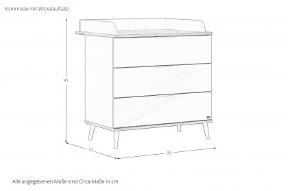 Hazel von YUNY by Paidi - Wickelkommode 3S cashmere-beige - Eiche-Montana