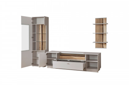 Josh von IDEAL Möbel - Wohnwand in Kaschmir mit Baumrinde