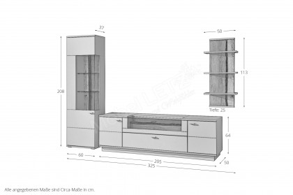 Josh von IDEAL Möbel - Wohnwand in Kaschmir mit Baumrinde