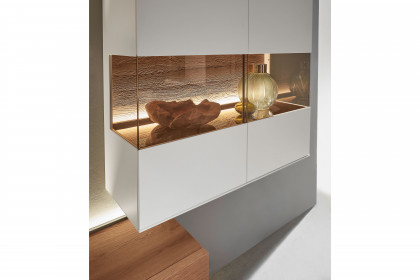 Torido von Hartmann - Wohnwand V26 Lack weiß/ Kerneiche/ Parsolglas