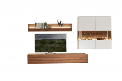 Torido von Hartmann - Wohnwand V26 Lack weiß/ Kerneiche/ Parsolglas