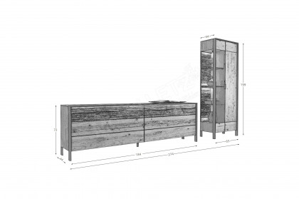 Steel living von Thielemeyer - Wohnwand 720005 Wildeiche gebürstet/ Spaltholz