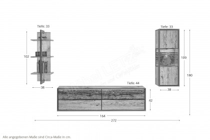 Steel living von Thielemeyer - Wohnwand 720003 Wildeiche gebürstet