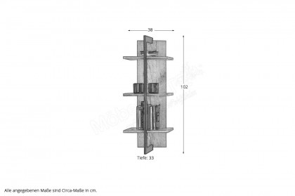 Steel living von Thielemeyer - Wandregal 720704 Wildeiche gebürstet