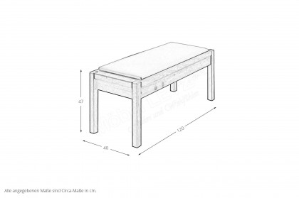 Valetta von Wiemann - Ankleidebank Eiche massiv mit Sitzpolster