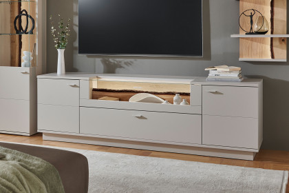 Josh von IDEAL Möbel - Lowboard in Kaschmir mit Glasausschnitt