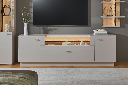 Josh von IDEAL Möbel - Lowboard in Kaschmir mit Glasausschnitt