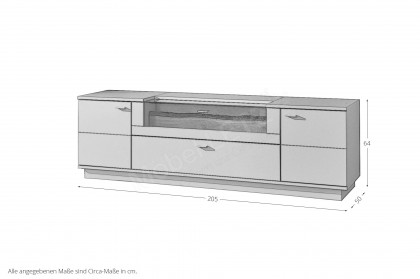 Josh von IDEAL Möbel - Lowboard in Kaschmir mit Glasausschnitt