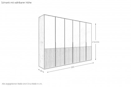 Valetta von Wiemann - Schrank mit Absetzung Massivholz Rillenstruktur