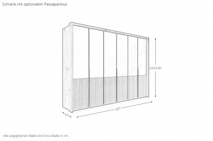 Valetta von Wiemann - Schrank mit Absetzung Massivholz Rillenstruktur