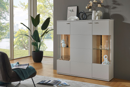 Josh von IDEAL Möbel - Highboard in Kaschmir mit Baumrinde