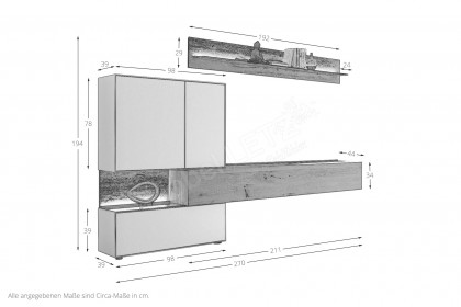 Torido von Hartmann - Wohnwand V20 Lack weiß/ Kerneiche/ Riffeiche