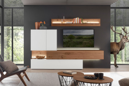 Torido von Hartmann - Wohnwand V28 Lack weiß/ Kerneiche Umato