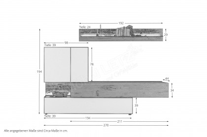 Torido von Hartmann - Wohnwand V28 Lack weiß/ Kerneiche Umato