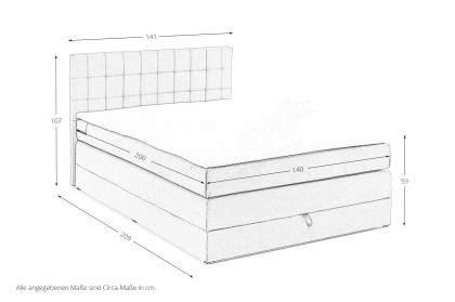 Hawaii 3 von ED-Lifestyle - Boxspringbett 140 in Light Grey