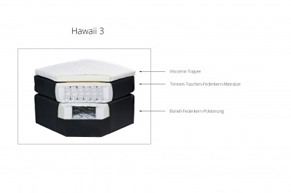 Hawaii 3 von ED-Lifestyle - Boxspringbett 140 in Light Grey