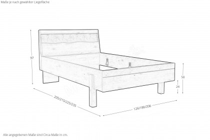 Incasa Albero von Decker - Holzbett Wildeiche mit Schiefer-Kopfteil